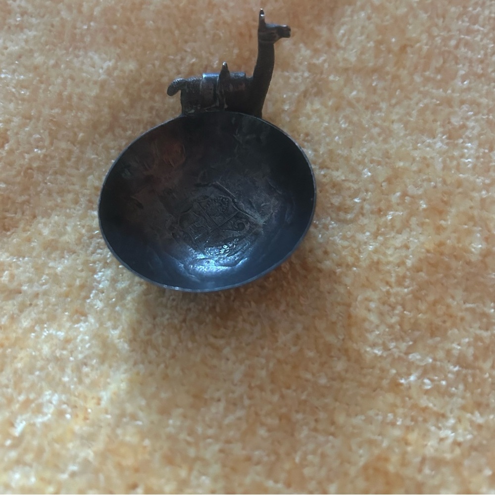 Decorative Black Metal Bowl with Horse and Shield Accent